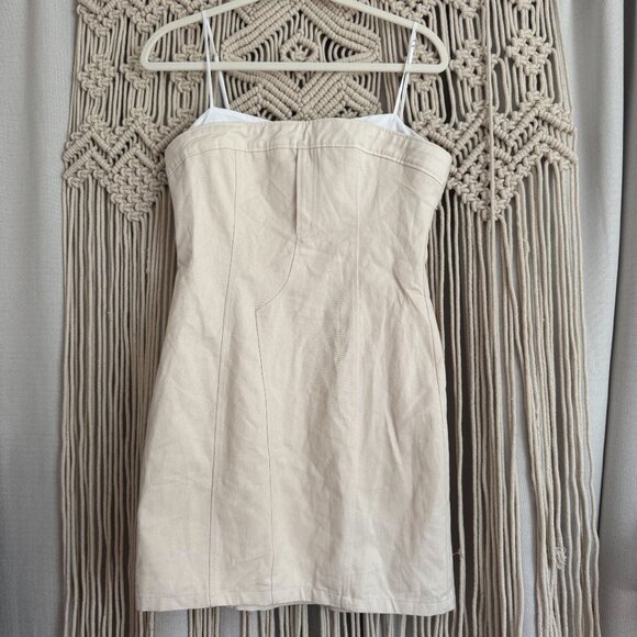 Zara Dresses & Skirts - Zara Cream & White Denim Mini Dress – Size Medium – Good Used Condition (GUC)